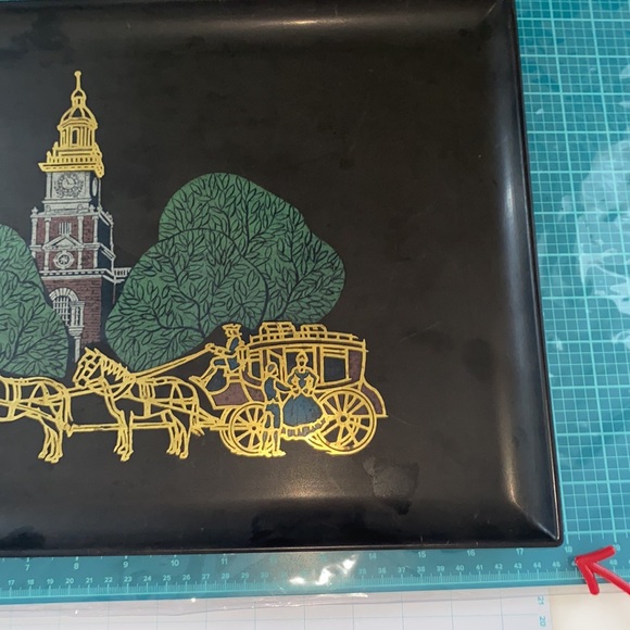 Vintage Serving Tray; Couroc Monterey Melamine Tray Colonial Victorian Scene - Picture 8 of 14